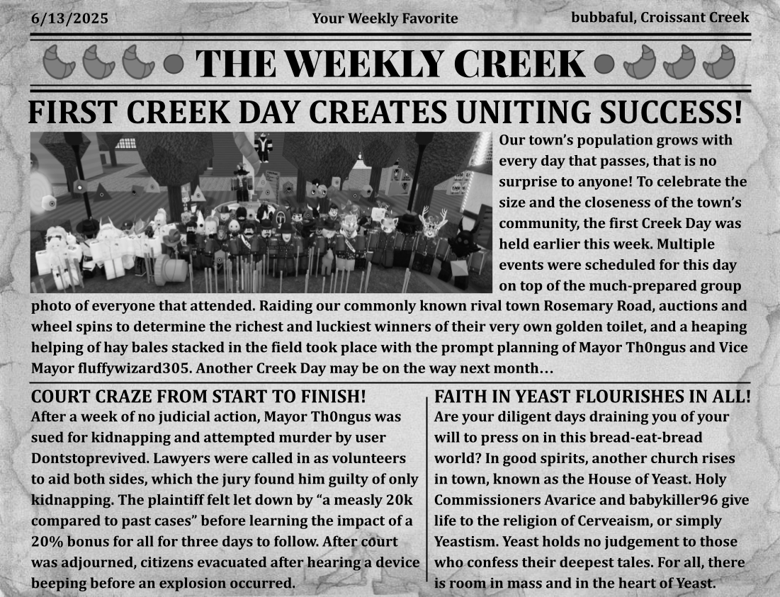 The Weekly Creek, 3rd Issue: First Creek Day Creates Uniting Success!