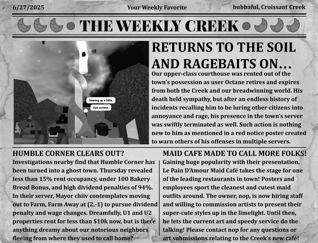 The Weekly Creek, 5th Issue: Returns to the Soil and Ragebaits on...